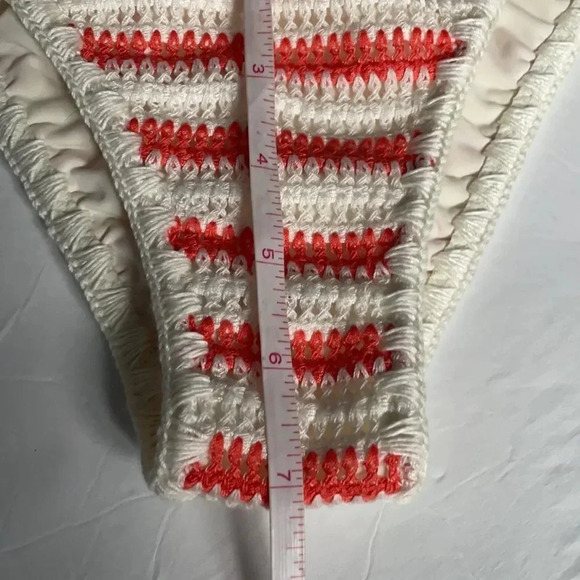 Aerie Crocheted bikini bottoms  NWT Cream and orange/red stripes Size XXS - Picture 9 of 10